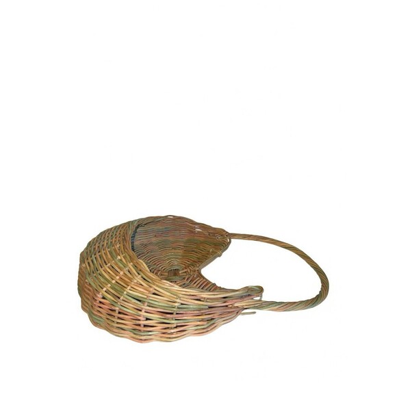 Vintage Hanging Wicker Flower Basket Handwoven Boho Cottagecore Plant Holder - Picture 9 of 14